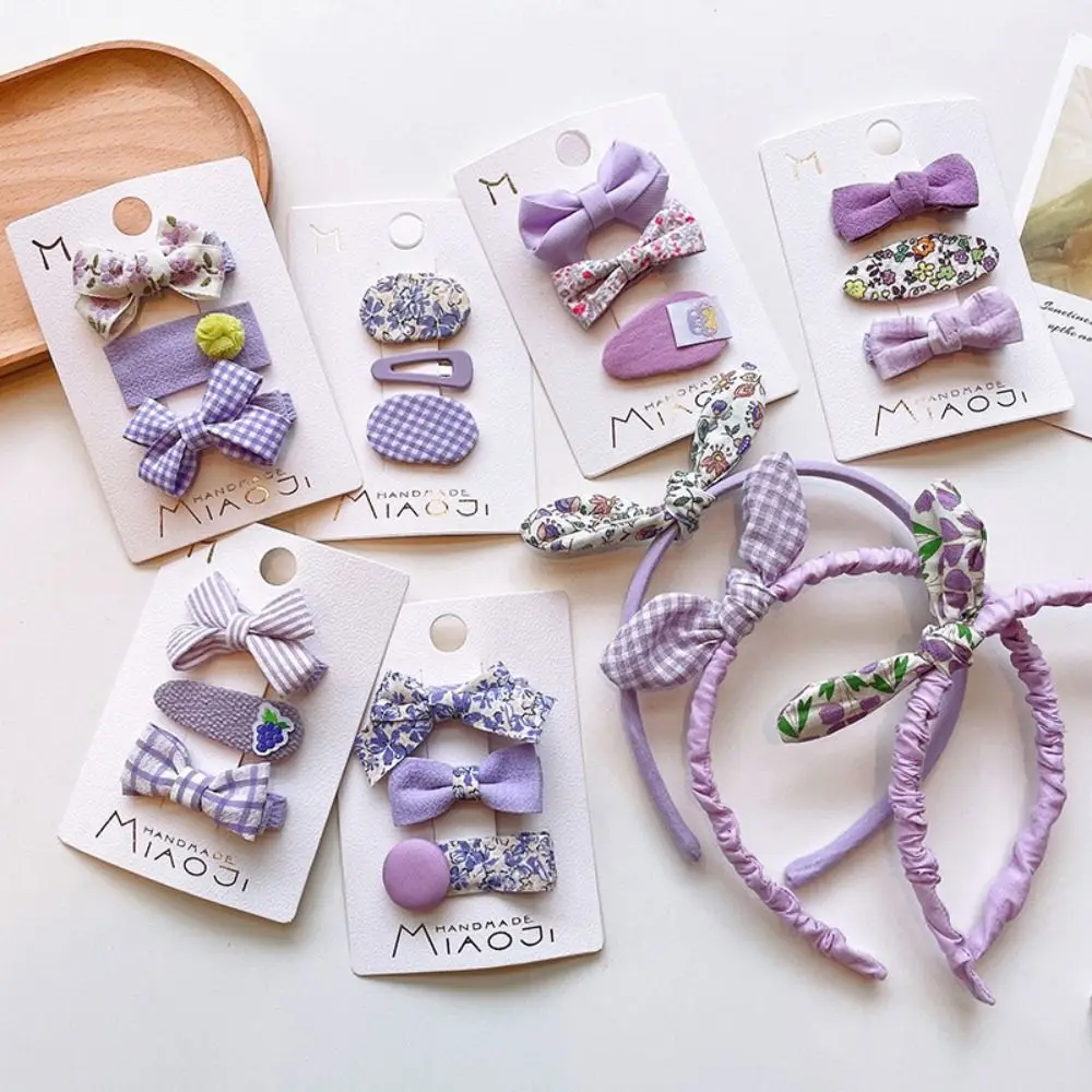 Spring Purple Series Hair Clip Children Sweet Hair Wear Hairpin Floral Hair Hoop Cute Girls BB Clip Baby Hair Accessions