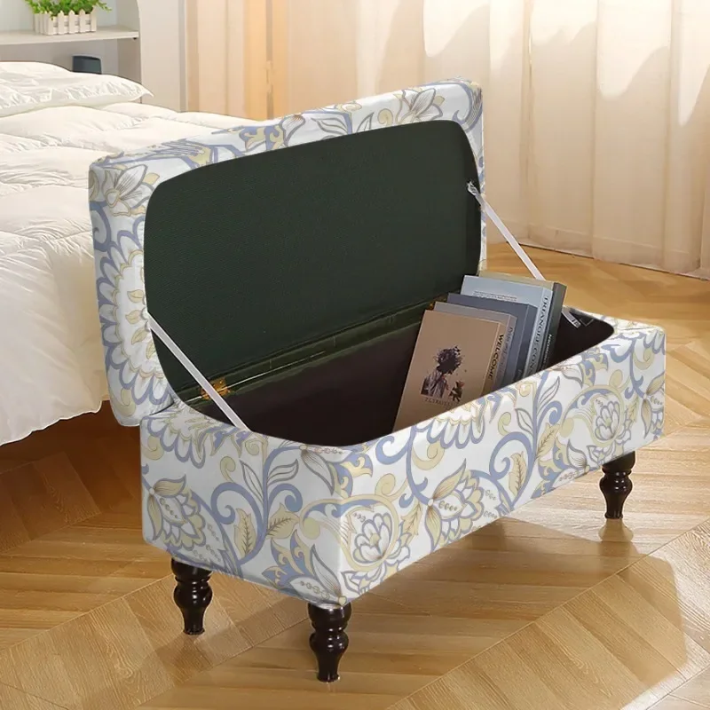Elastic Foldable Bedroom Footstool Covers Storage Ottoman Cover Bench Stool Furniture Protector Sofa Footrest Slipcover S/M/L