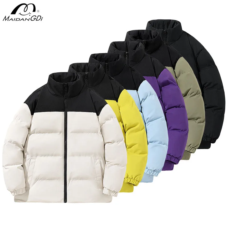 MaiDangDi Winter Men Cotton Jacket Graphene Temperature Lock Men\'s Thick Down Cotton Jacket Stand Collar Windproof Protection