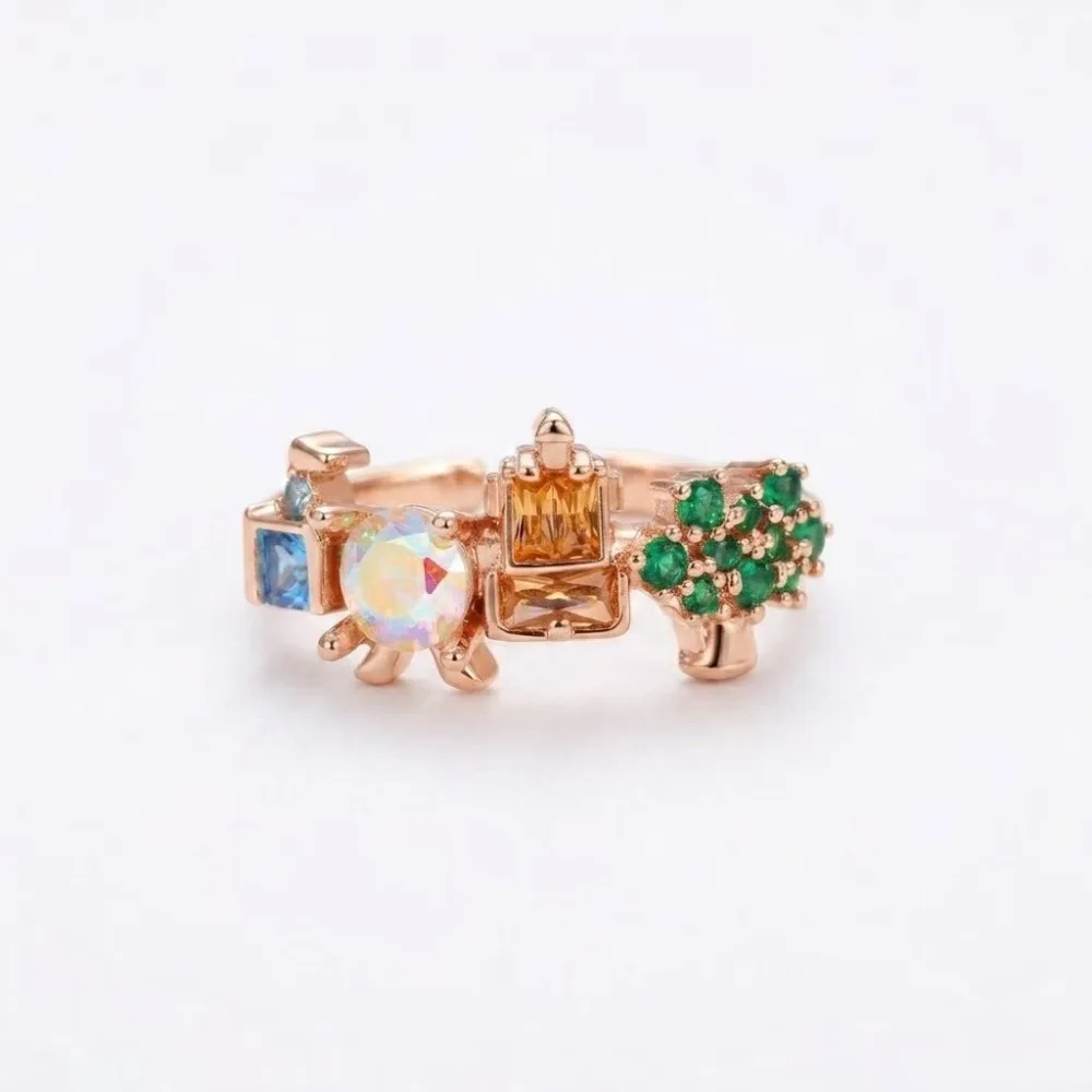 New Cute Colorful Zircon Amusement Park Women's Ring Castle Vegetable Ring Fashion Jewelry