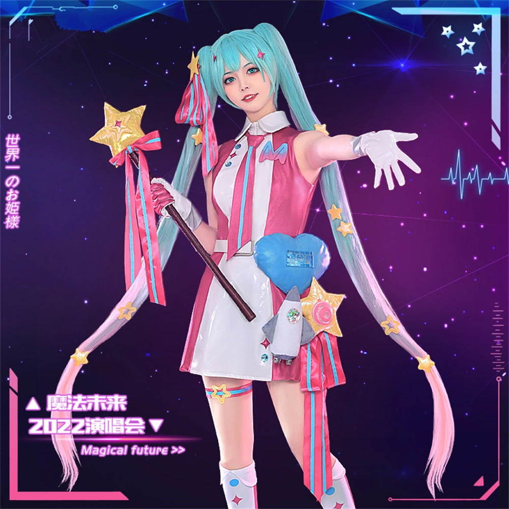 

AGCOS In Stock Magic Miku 2022 Concert Cosplay Costume Girl Miku Lovely Cosplay Dress