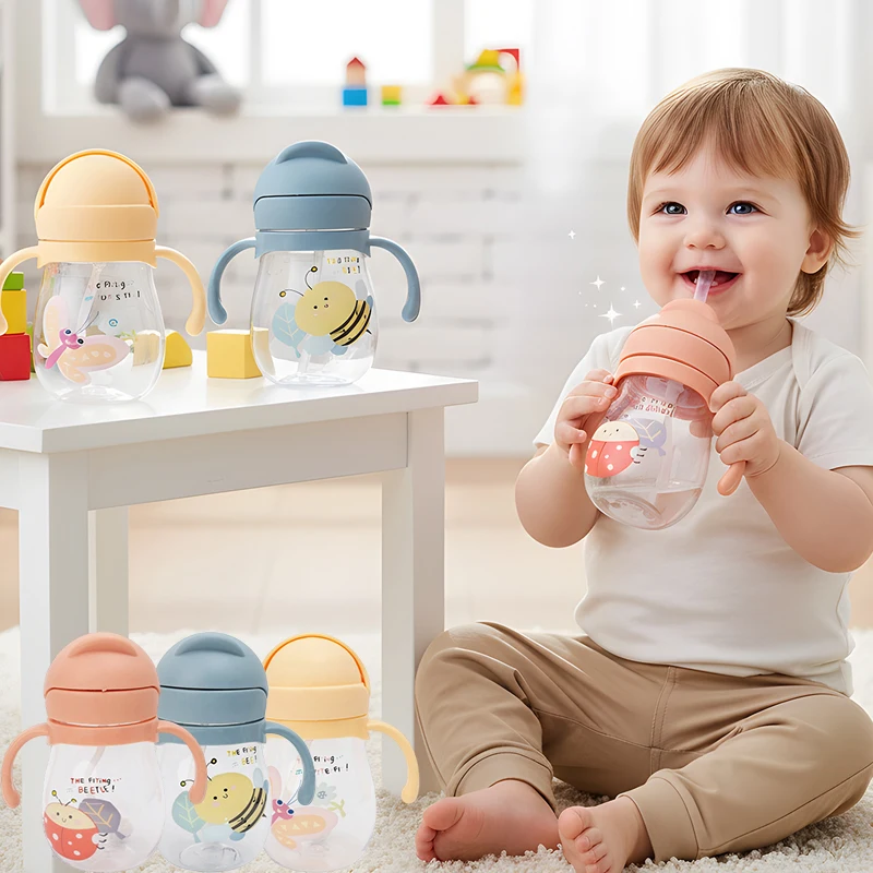 

Детская обучающая чашка для напитков, милый мультяшный пояс с защитой от удушья, гравитационный шарик, детская чашка для воды с ручкой, соломенная чашка для детского сада, дети