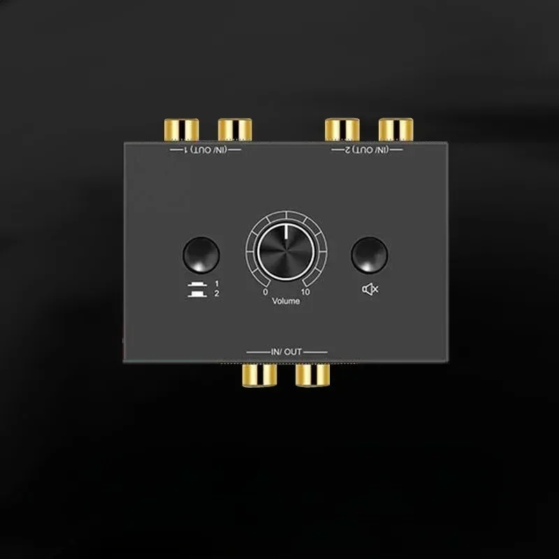 2X1/1X2 Rca Stereo Audio Bi-Directionele Verliesvrije Switcher Met Mute-Knop Draagbare L / R Stereo Audio Schakelaar Audio-Splitter
