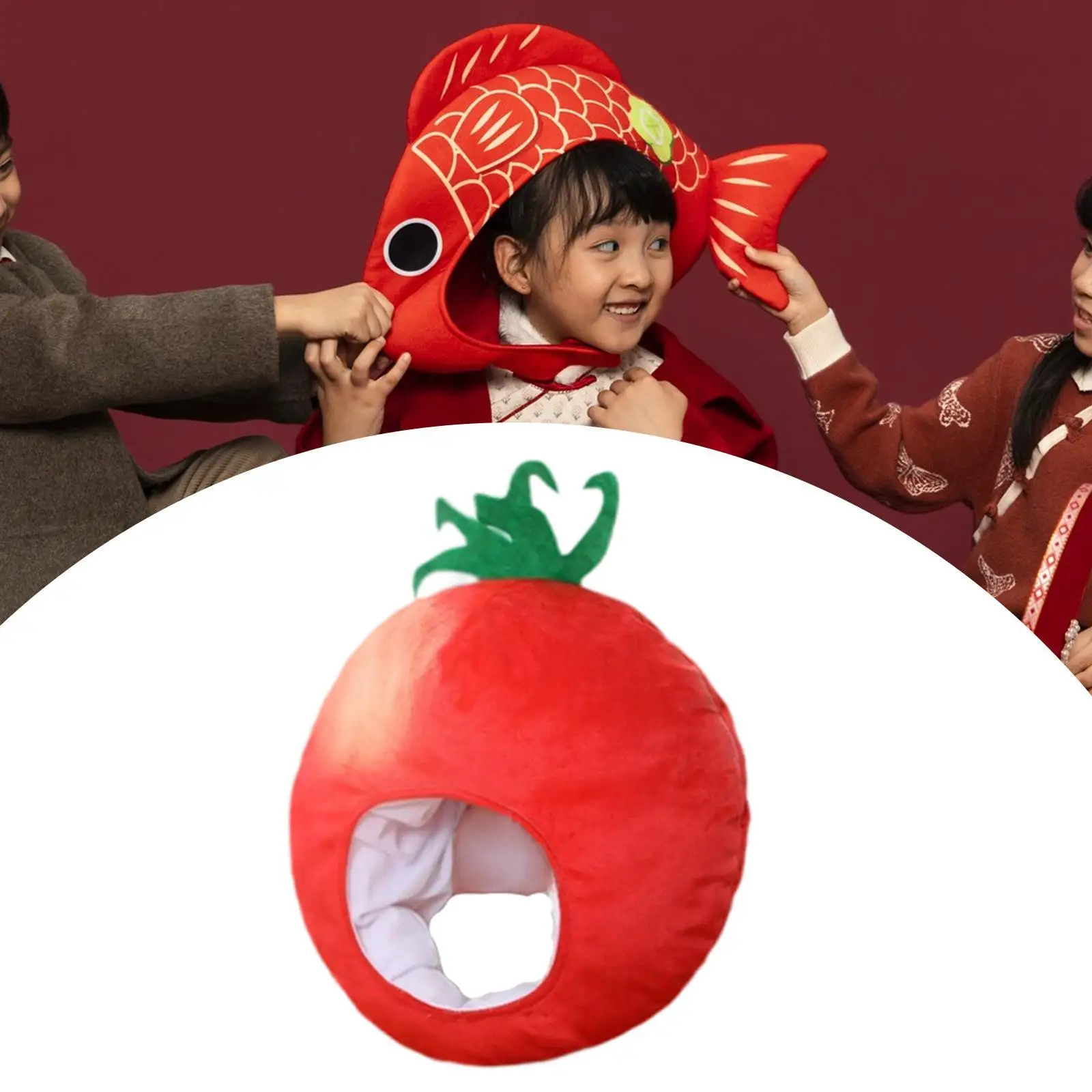

Funny Tomato Hat Handmade Novelty Apparel Cosplay Cap for Party Favors Gifts