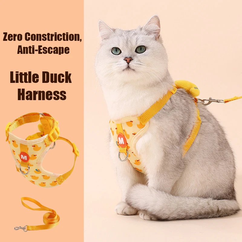 Adjustable Cat Harness and Leash Set - Escape-Proof Vest for Kittens & Small Dogs, Outdoor Walking Gear