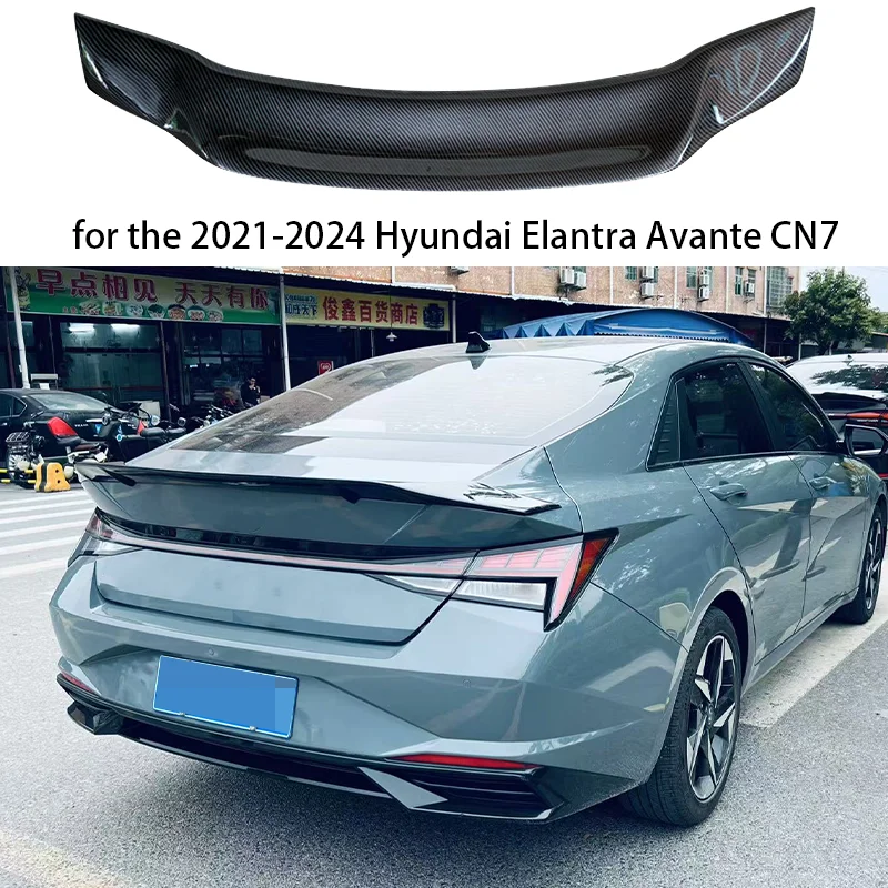

The high-quality carbon fiber material suitable for the 2021-2024 Hyundai Elantra Avante CN7 is modified with an R-shaped spoile
