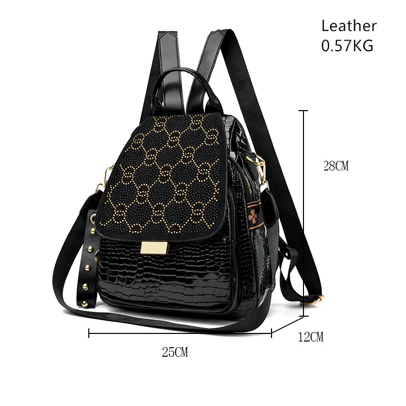 حقيبة ظهر جلدية فاخرة من الشمع الزيتي للنساء، حقيبة كتف عصرية ذات سعة كبيرة، حقيبة نهارية كاجوال أنيقة للسفر، متينة وحقيبة ظهر #6