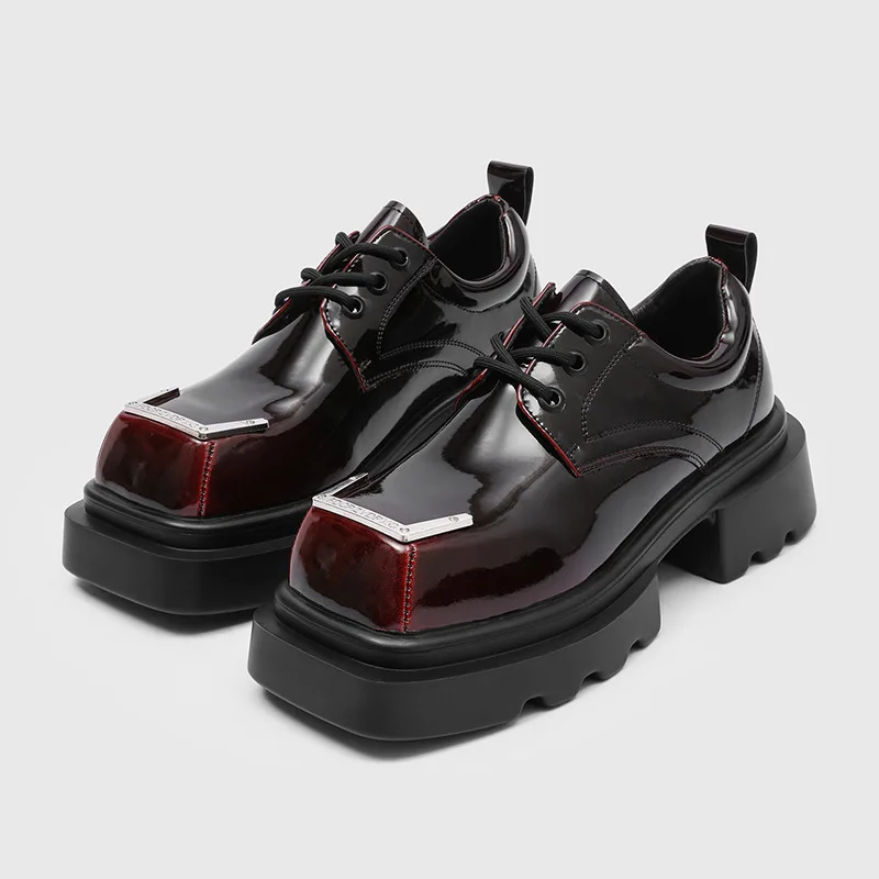 

Высококачественные мужские кроссовки и повседневная обувь, мужские туфли дерби с металлическим квадратным носком, дизайнерская мужская обувь на платформе, Zapatos De Hombre