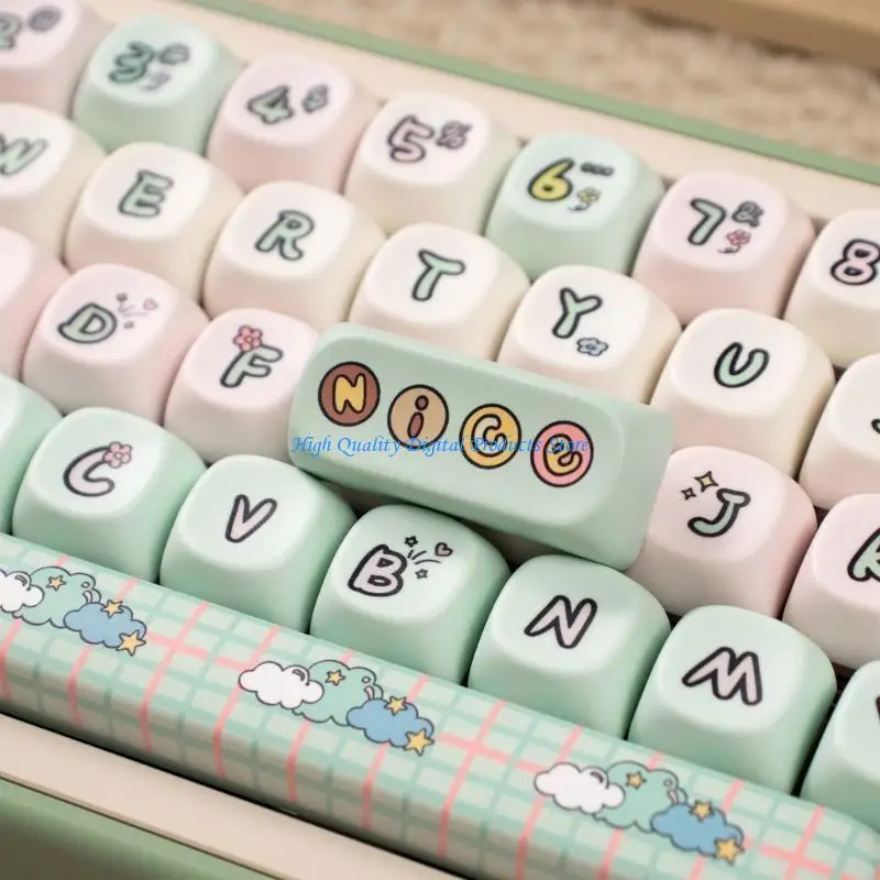 U2je Unieke Milk Green Pig PBT KeyCap Set MOA Profile KeyCaps Dye Sublimation voor uitgebreid toetsenbordgebruik