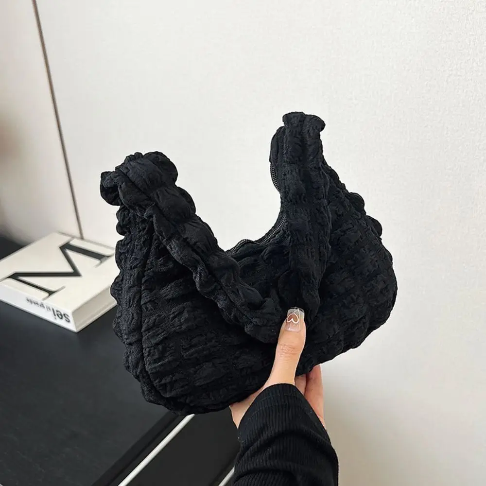 

New Casual Trendy Canvas Bag Women Korean Shoulder Tote Bag Knitted Bag Cloud Bag Folded Underarm Bag