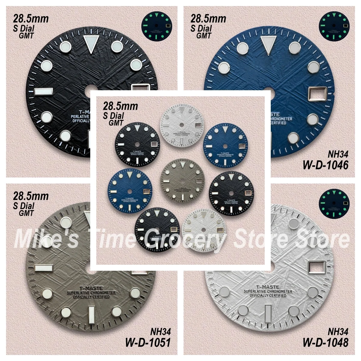 

28.5mm S Logo GMT Meteorite Dial Fit NH34 Japan Movement Green Luminous High Quality Watch Modification Accessories