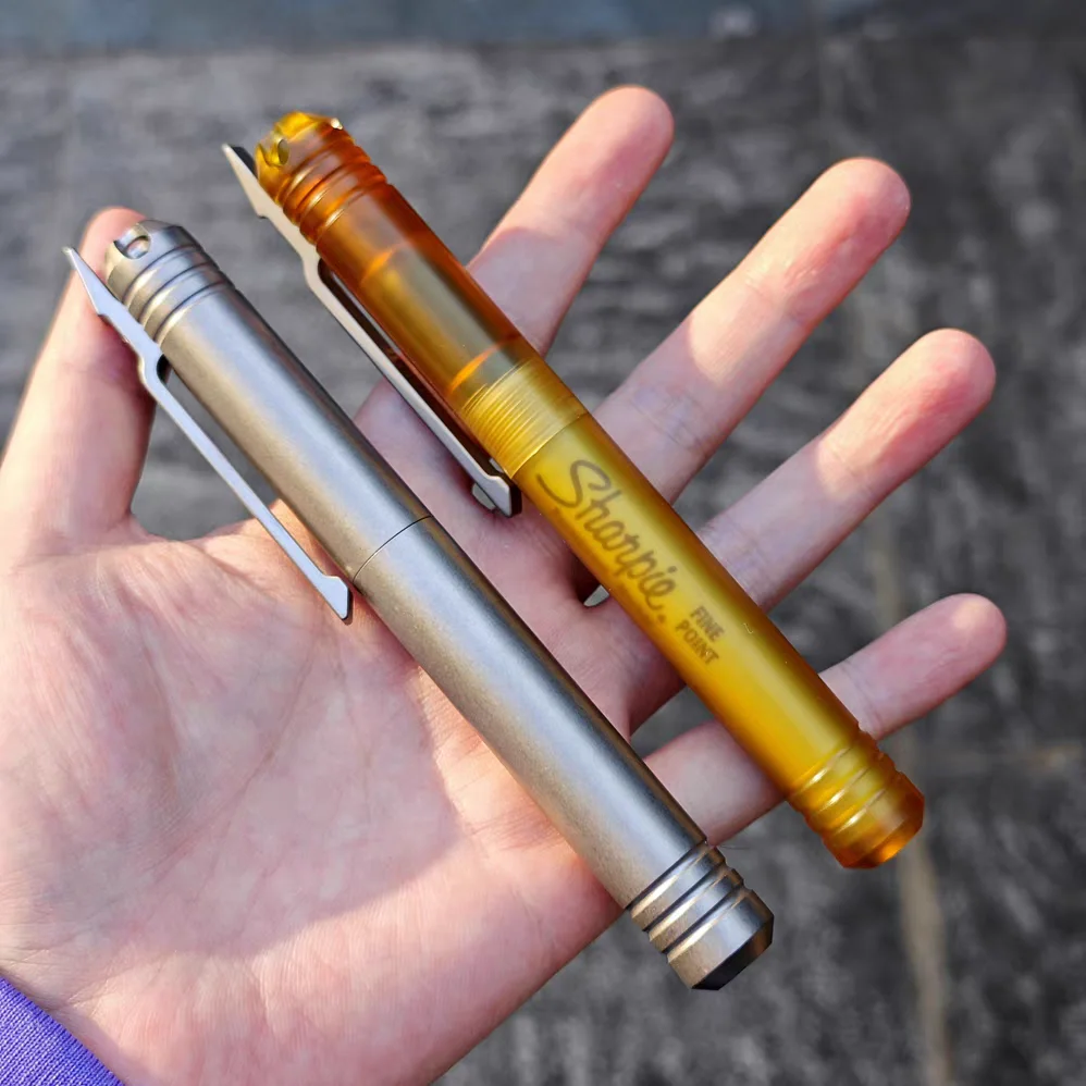 Tactical EDC Pen Ultem Titanium Construction Compatible with American Style Marker Refills, Durable Quick-Dry Ink