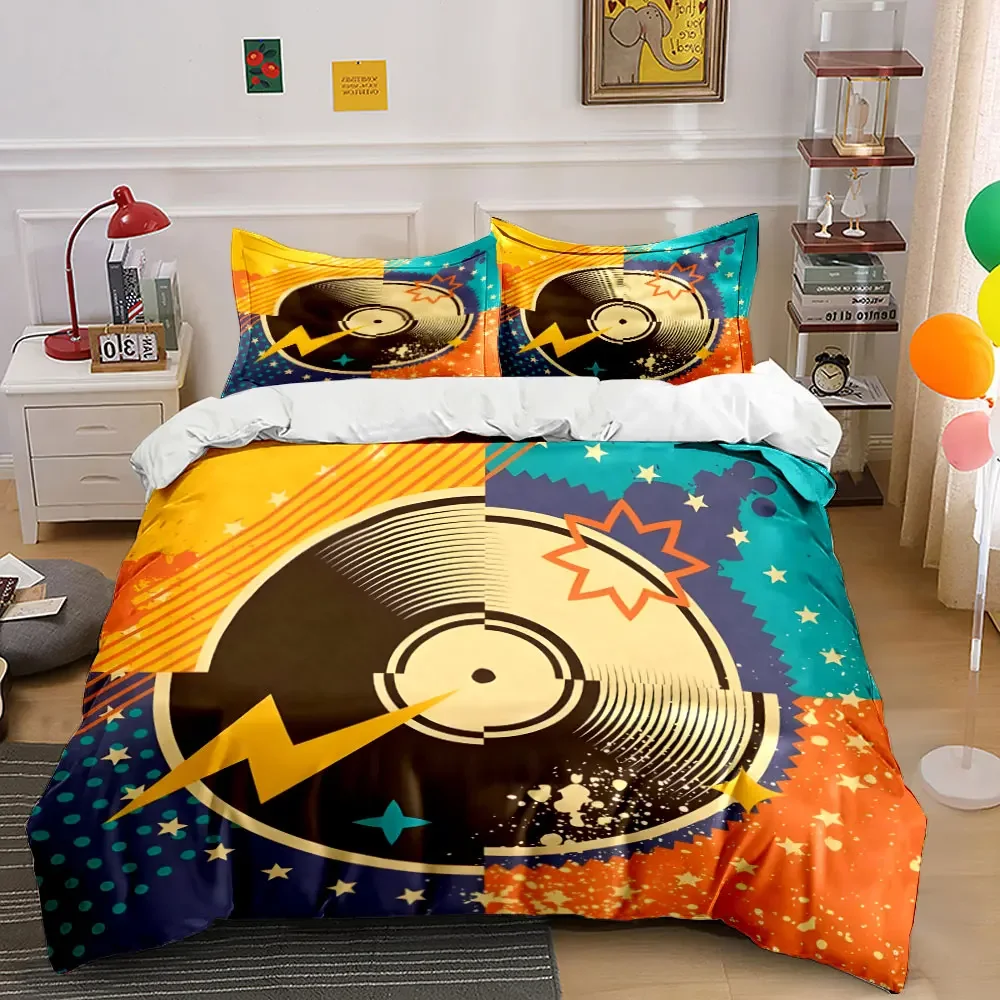 Retro Music Design Set Multiple sizes kid's and adults' bedroom Exquisite 3PC bedding set, gift