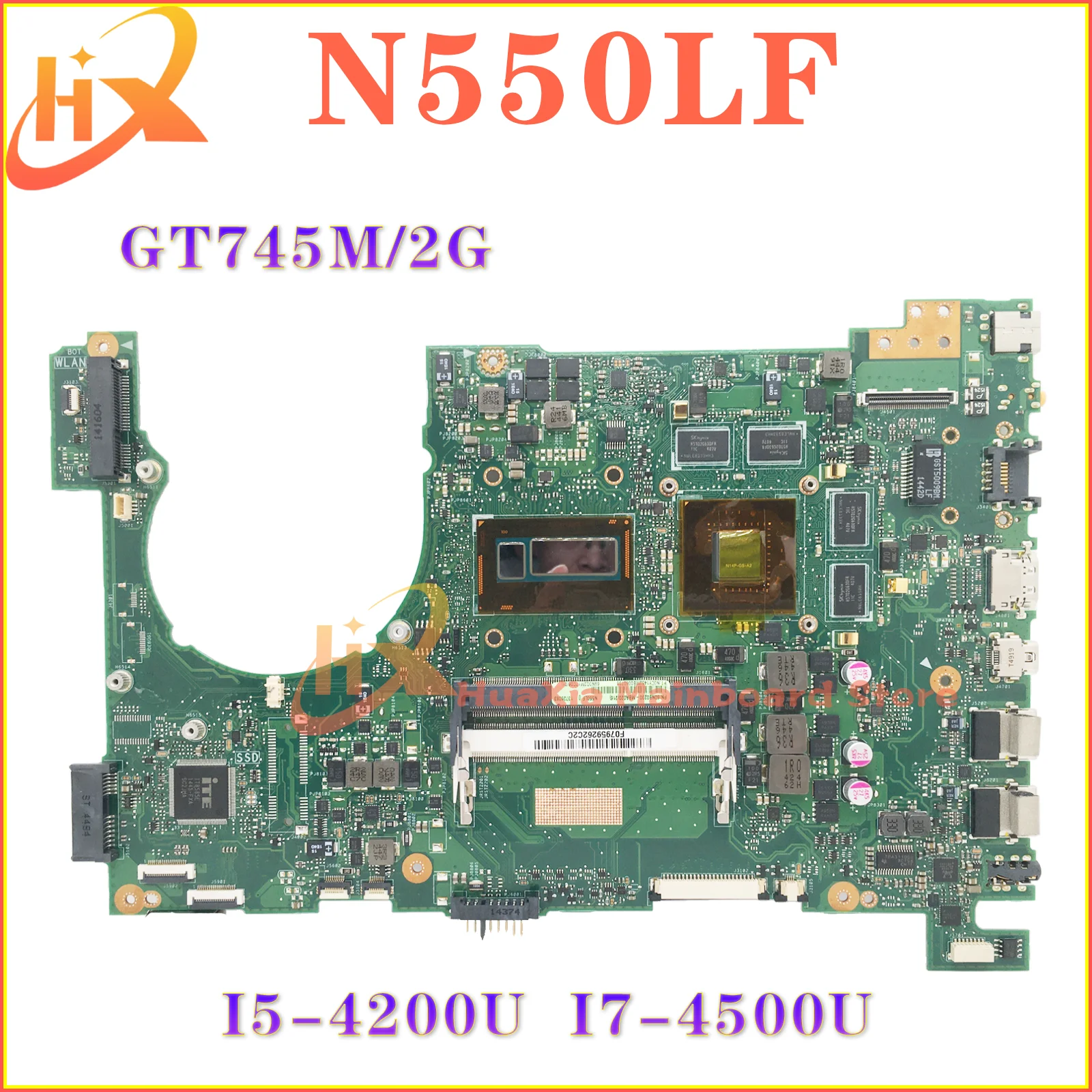 

N550LF Notebook Mainboard For ASUS N550L Q550LF Q550L Laptop Motherboard I5-4200U I7-4500U GT745M/2G MAIN BOARD TEST OK