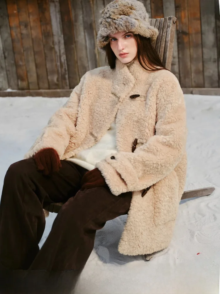 

Women's ort Fur Coat Fake Fur eepskin Collar Button up Jaet Simplici Commute Sle mid Length Polyester Fiber