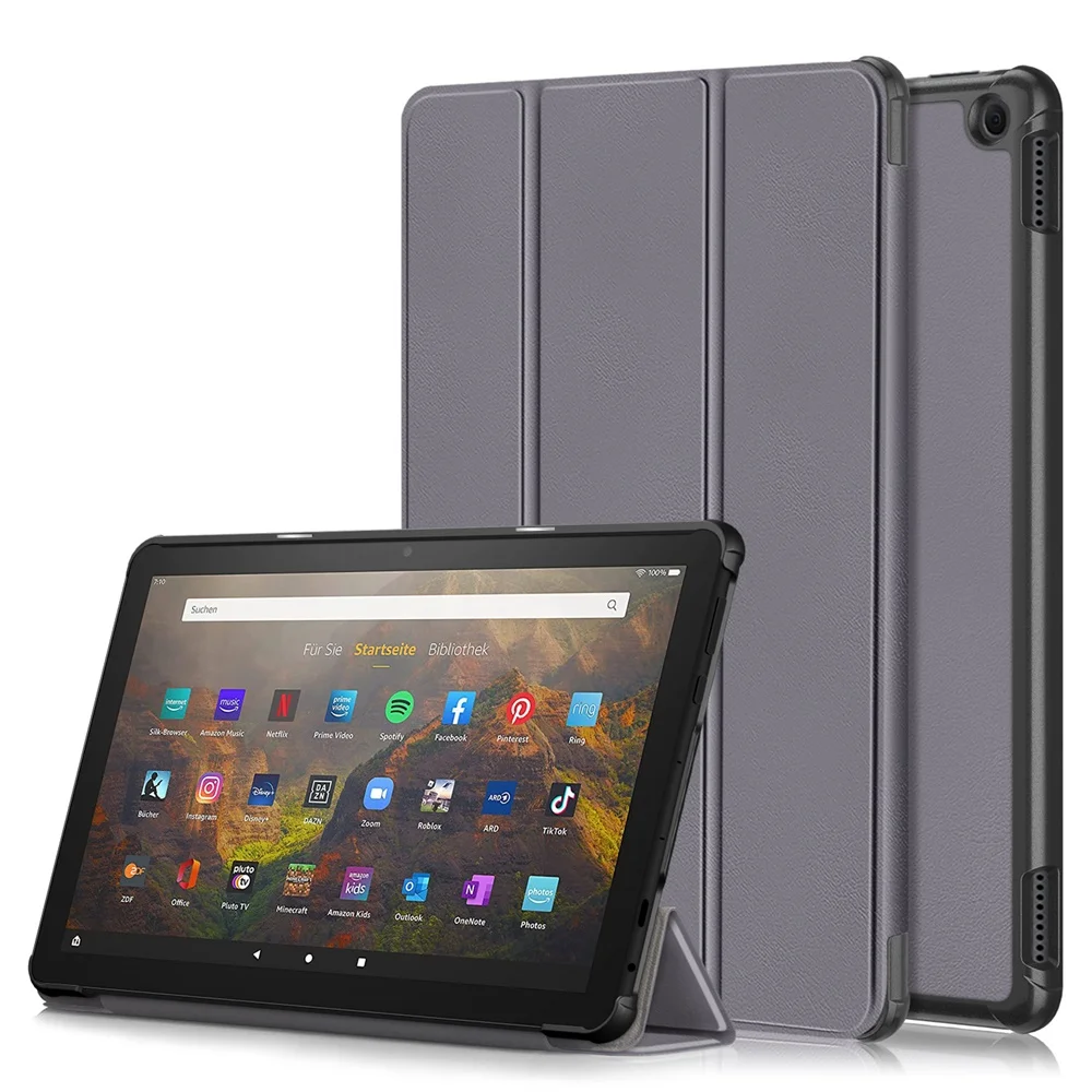 Smart Case für Fire HD10 Plus 2021 10,1'' HD10 2023 Tablet PU-Leder Dreifach faltbare Standhülle