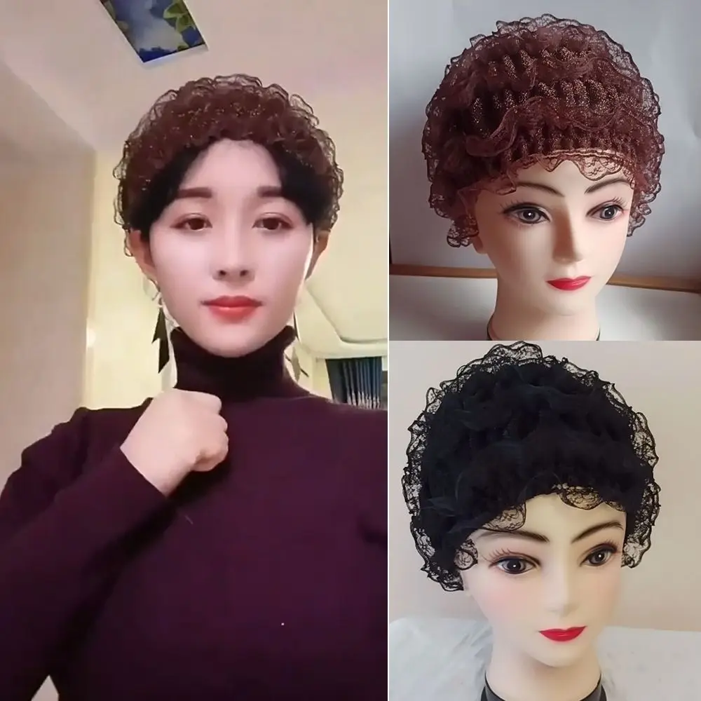 새로운 레이스 랩 여성 터번 모자 통기성 메쉬 보닛 모자 아크릴 섬유 헤드 랩 캡 선물