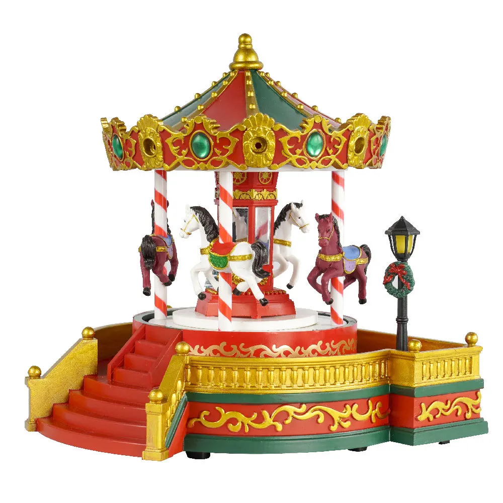 New Christmas gift carousel decoration ornament, music box, LED light