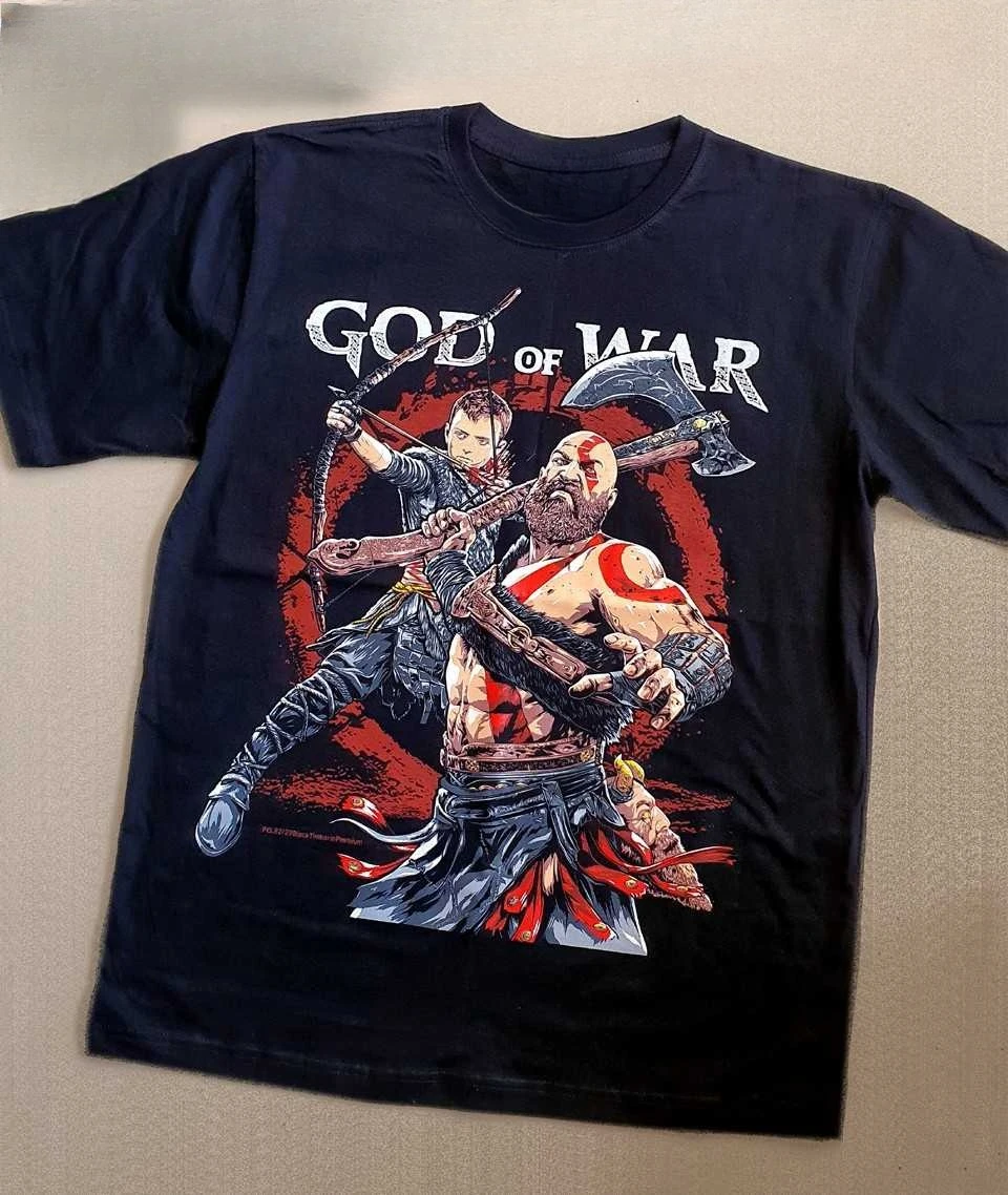 God of War: Ragnarok Kratos and Atreus Action Pose Graphic T-Shirt Cotton Men Women Streetwear Tee