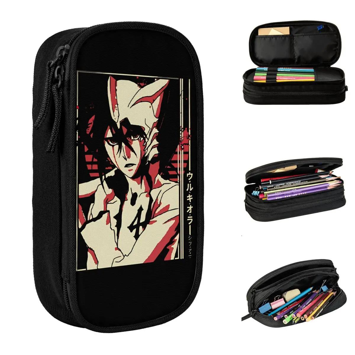 Death-Note Ulquiorra Cifer Aizen's Arrancar Army Pencil Cases Lovely Pen Holder Bags Large Storage Supplies Zipper Pencil Box