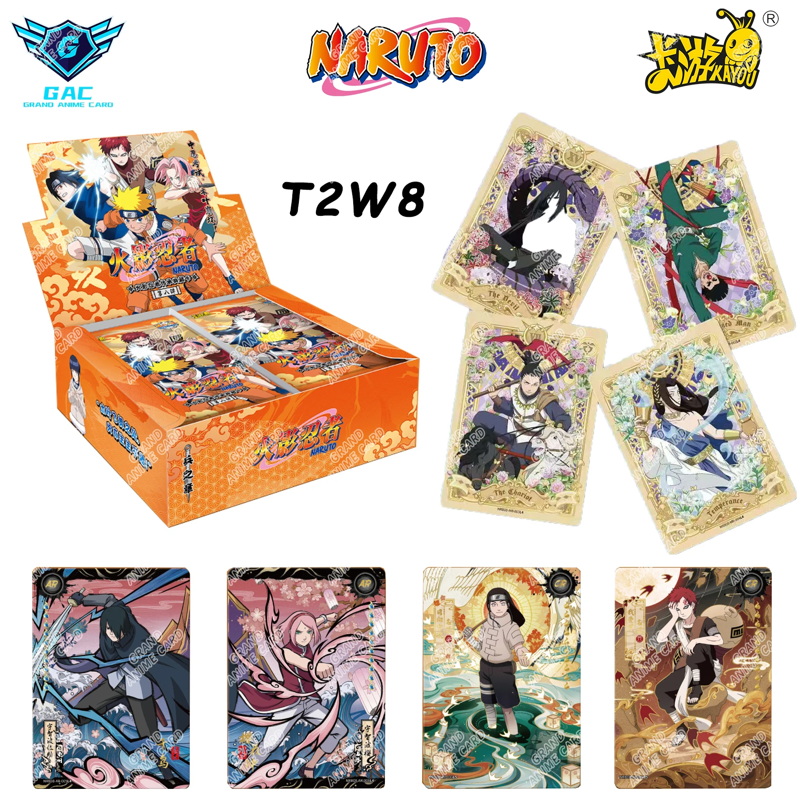 

KAYOU подлинная коробка для карт Naruto New T2W8 в стиле аниме, редкая коллекционная карта AR CR SP MR UR, мировые детские игрушки, игра в подарок
