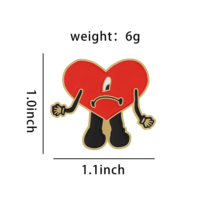 Cartoon Red Love Enamel Brooch Heart Shaped Doll Funny Alloy Pins Badge Sweet Jewelry Gift For Friends