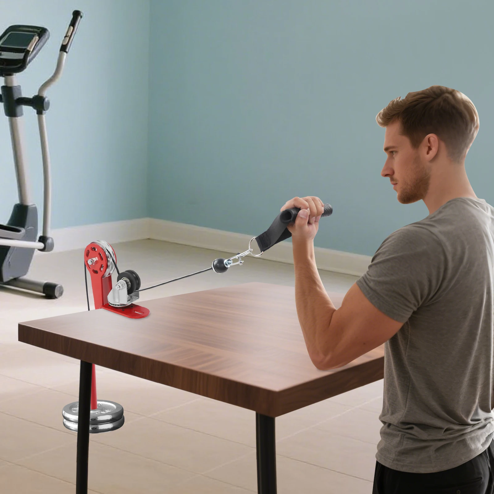 Équipement d'entraînement de lutte des bras, Table d'entraînement de lutte des bras, équipement de câble de poulie, dispositif d'entraînement du poignet de bureau, charge maximale 80kg