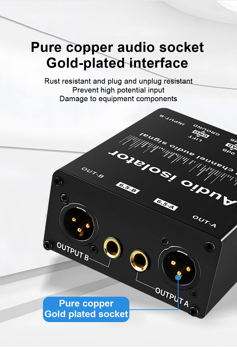 2-Kanal XLR Audio-Isolator Rauschunterdrückungsfilter Eliminiert Stromrauschen 6,5 XLR Mixer Audio-Isolatoren Zweikanal 6,5 XLR – Detail 8