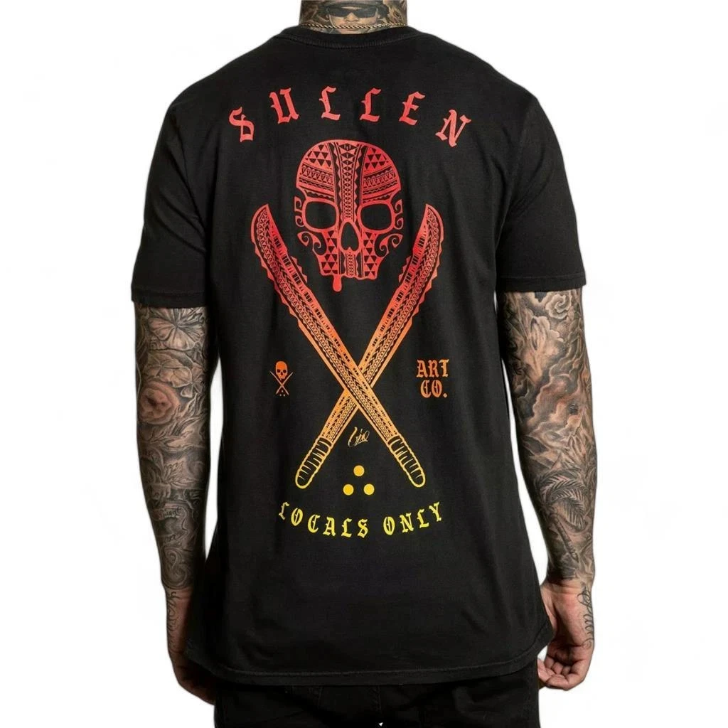New Men's Sullen Art Collective Locals Only Lio Badge Tattoo Black T-Shirt High-end Luxury Unisex Style Both of Men and Women