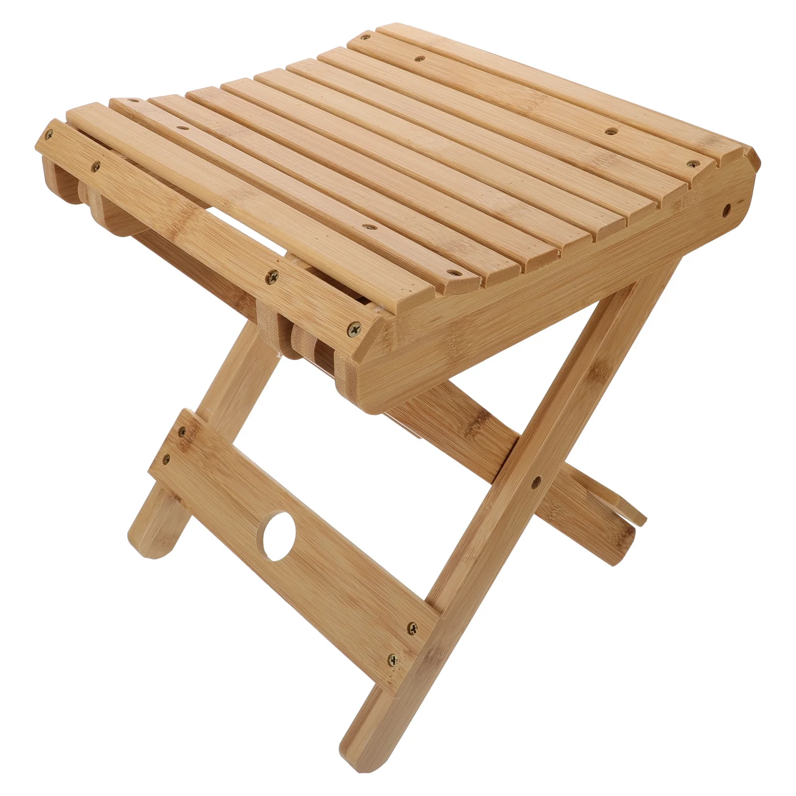 Folding Bamboo Stool Compact Lightweight Stool for Fishing Camping Bbq Beach Trips Smooth Edges Comfortable Seat