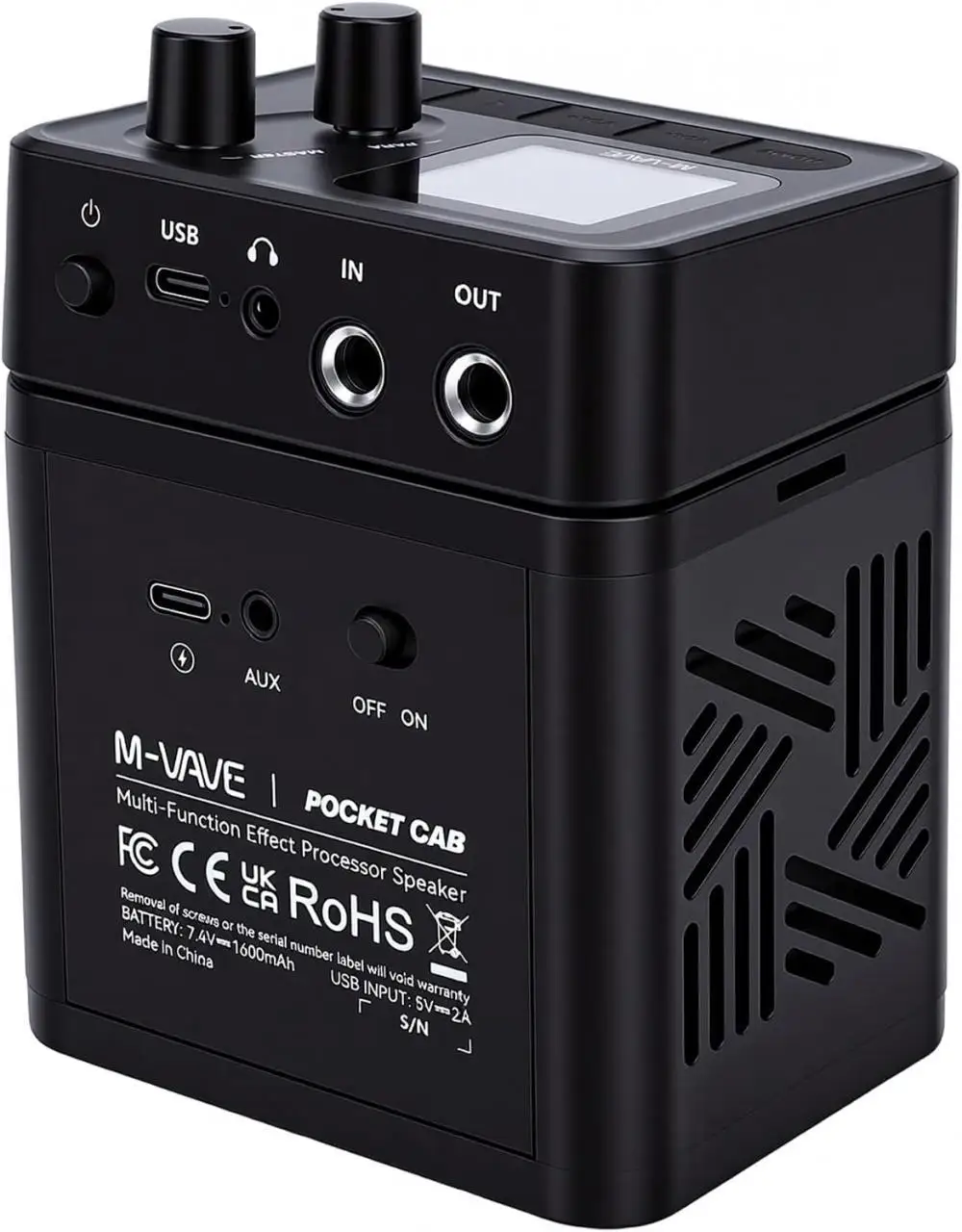 M-VAVE POCKET AMP/CAB/COMBO All-in-One Guitar Rig, Effects Processor + Rechargeable Speaker, 7h Battery, USB Audio