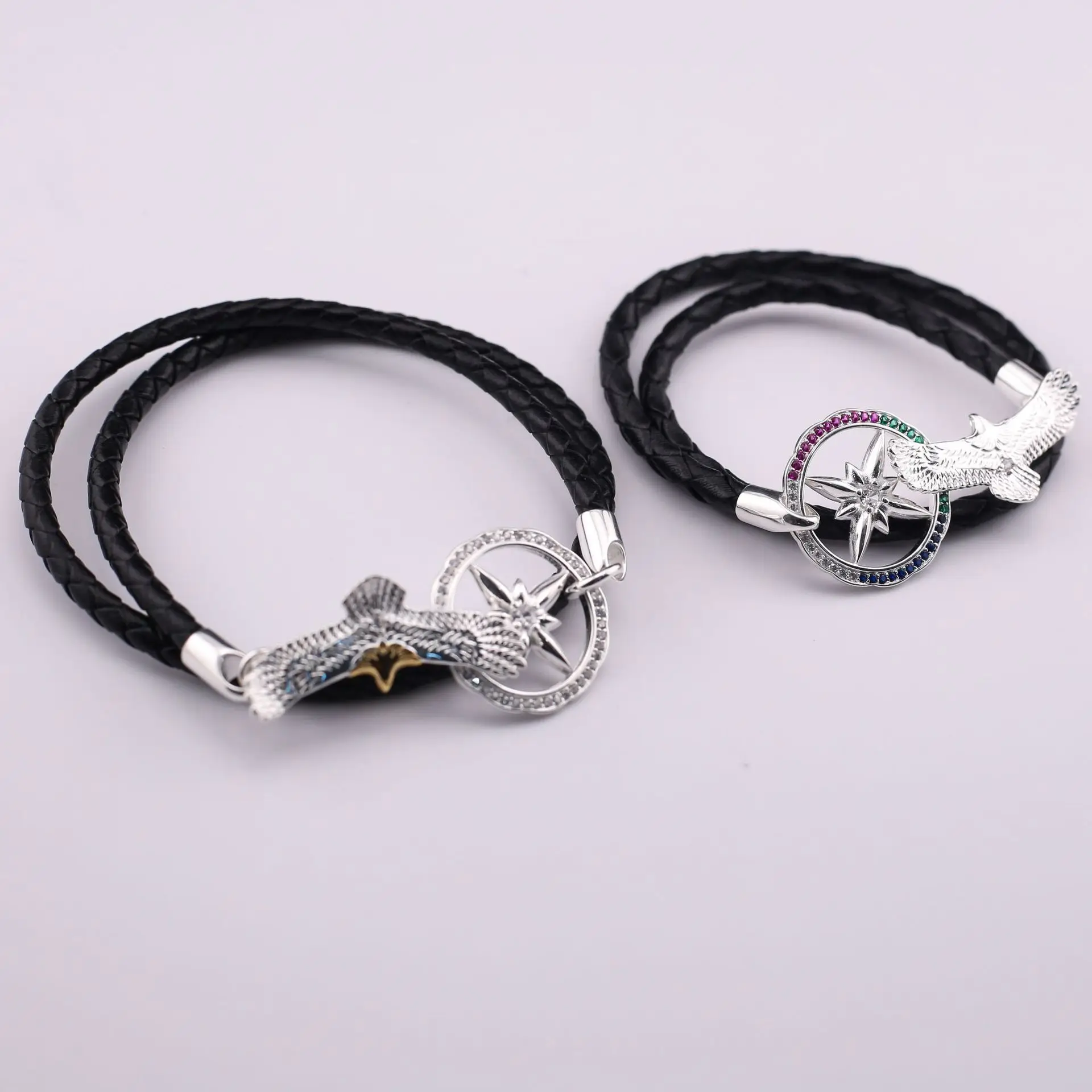 

Takahashi Goro's Goro Japanese-Style Eagle Gold-Plated Hand-Woven Eagle Bracelet with Full Diamond Accents