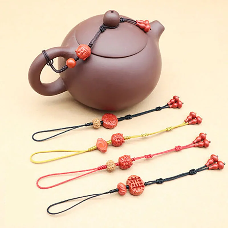 Teapot rope, stationery, handmade accessories, high-quality purple clay pot, ceramic cup cover, anti falling creative cinnabar