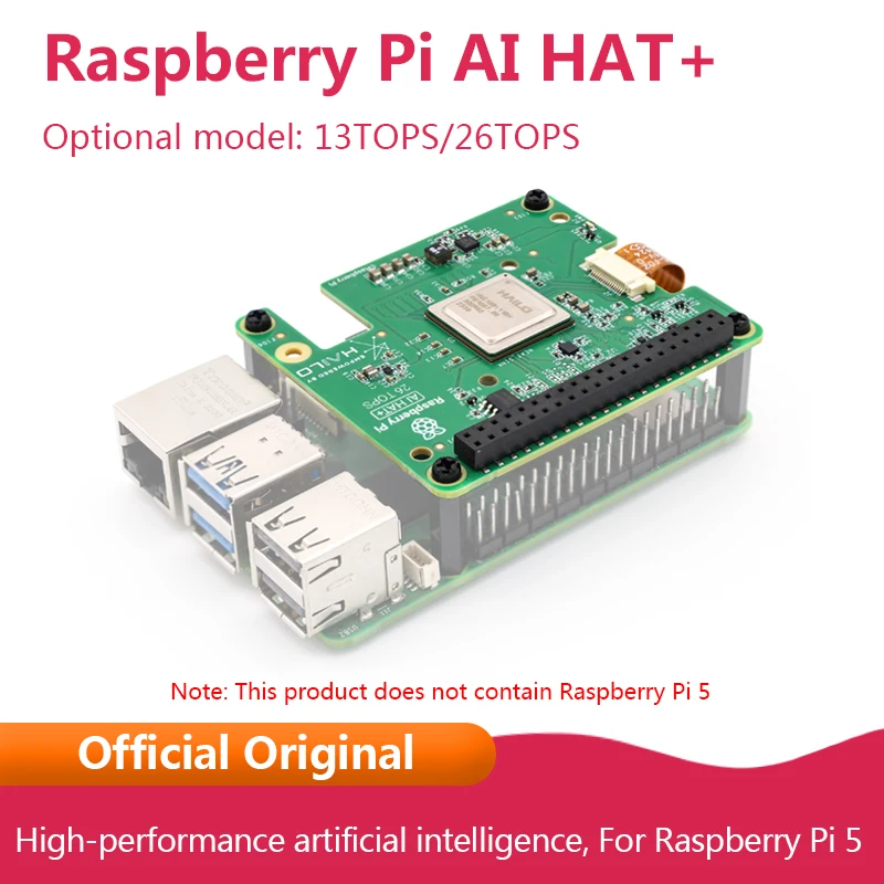 Official Original Raspberry PI AI HAT+ For Raspberry Pi 5, High-performance Artificial Intelligence,Optional Model 13TOPS/26TOPS