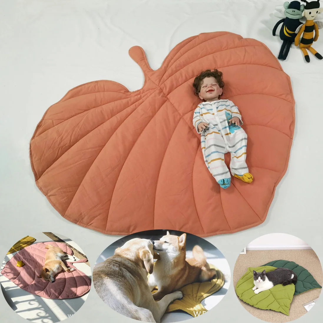 

Leaf Shape Soft Dog Bed Mat Soft Crate Pad Machine Washable Mattress For Large Medium Small Dogs And Cats Kennel Pad