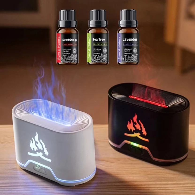 

Remote Control USB Aromatherapy Diffuser Simulated Flame Lamp Air Humidifier Bedroom Essential Oil Diffuser 300ml