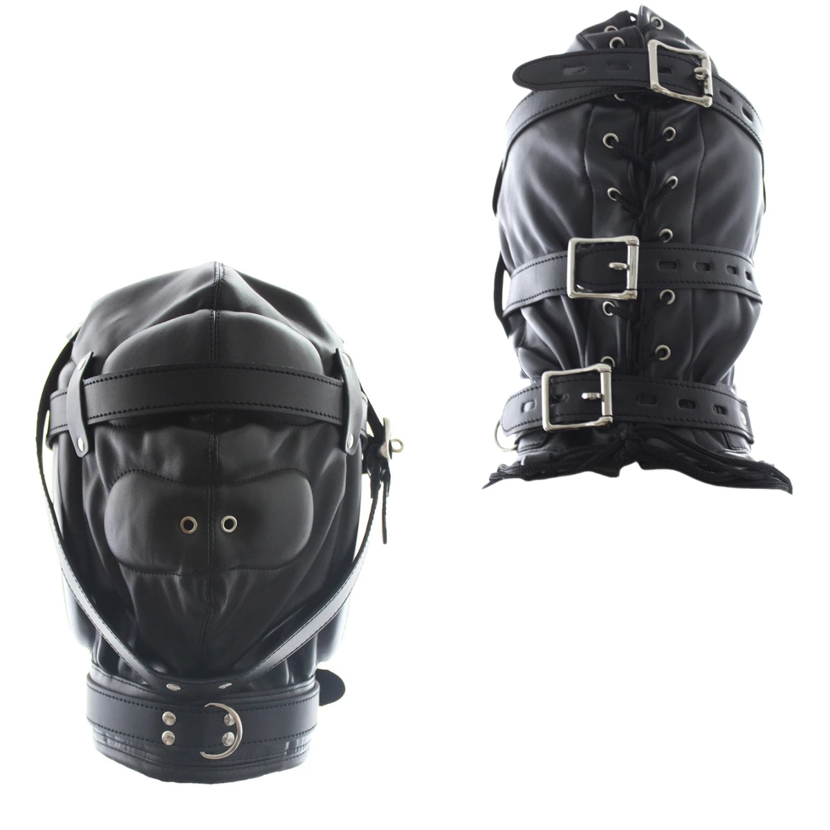 Masque de Cosplay Sexy en cuir PU fétiche, masque complet à capuche pour femmes adultes, jeux de fête d'halloween, couvre-chef mystérieux noir