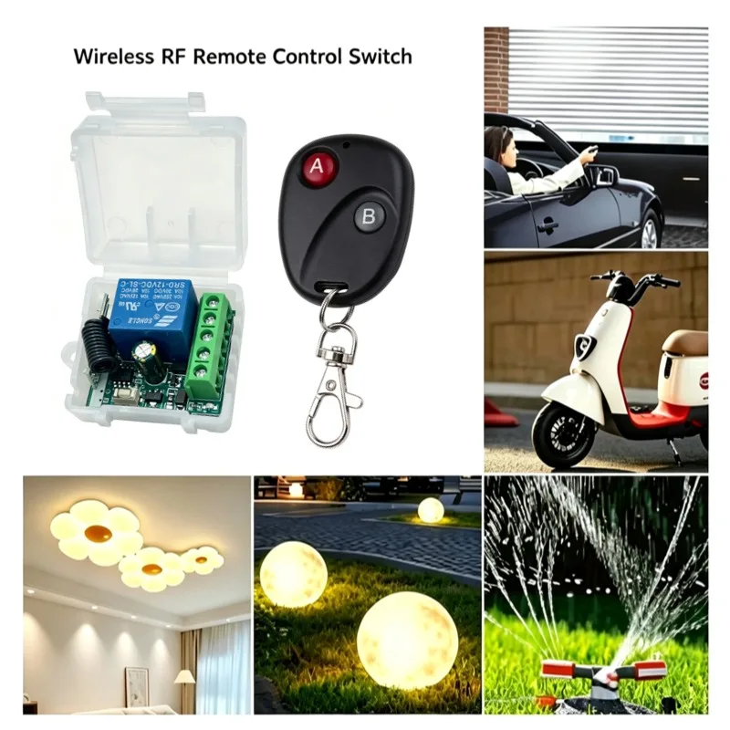 433Mhz Universal Wireless RF Remote Control Switch DC 12V 10A 1CH Relay Receiver Module Keyfob Remote Control For Garage Door