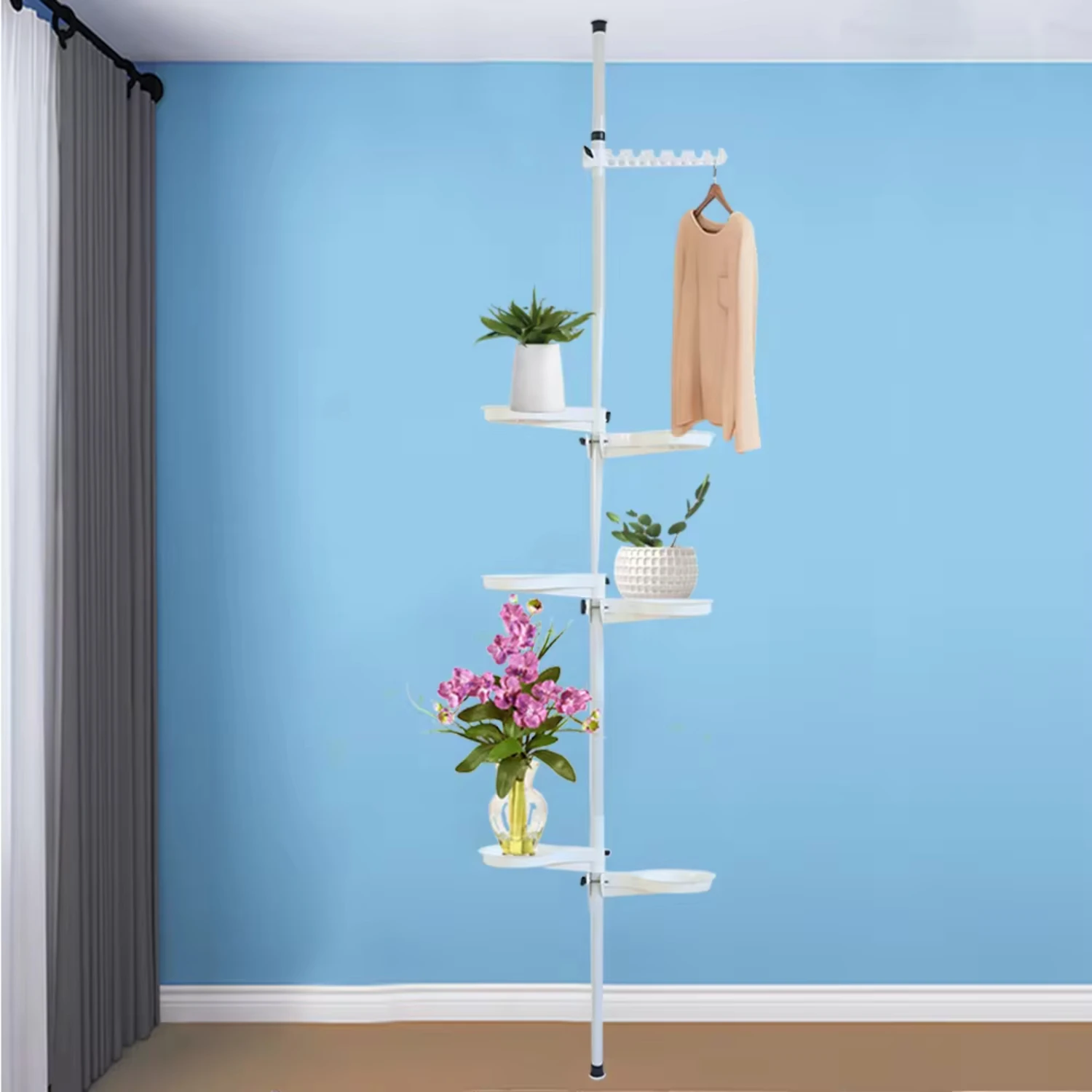 7-Tier Indoor Plant Stand Holder Flower Display Rack Adjustable Height  To 10.17 Feet Space-Saving  Shelf