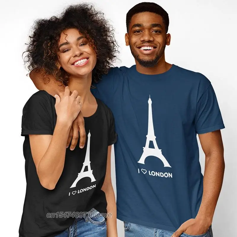 I Love London T Shirt Eiffel Tower Funny Design Fashion Tshirt Cotton Soft Hipster Camiseta Us Size