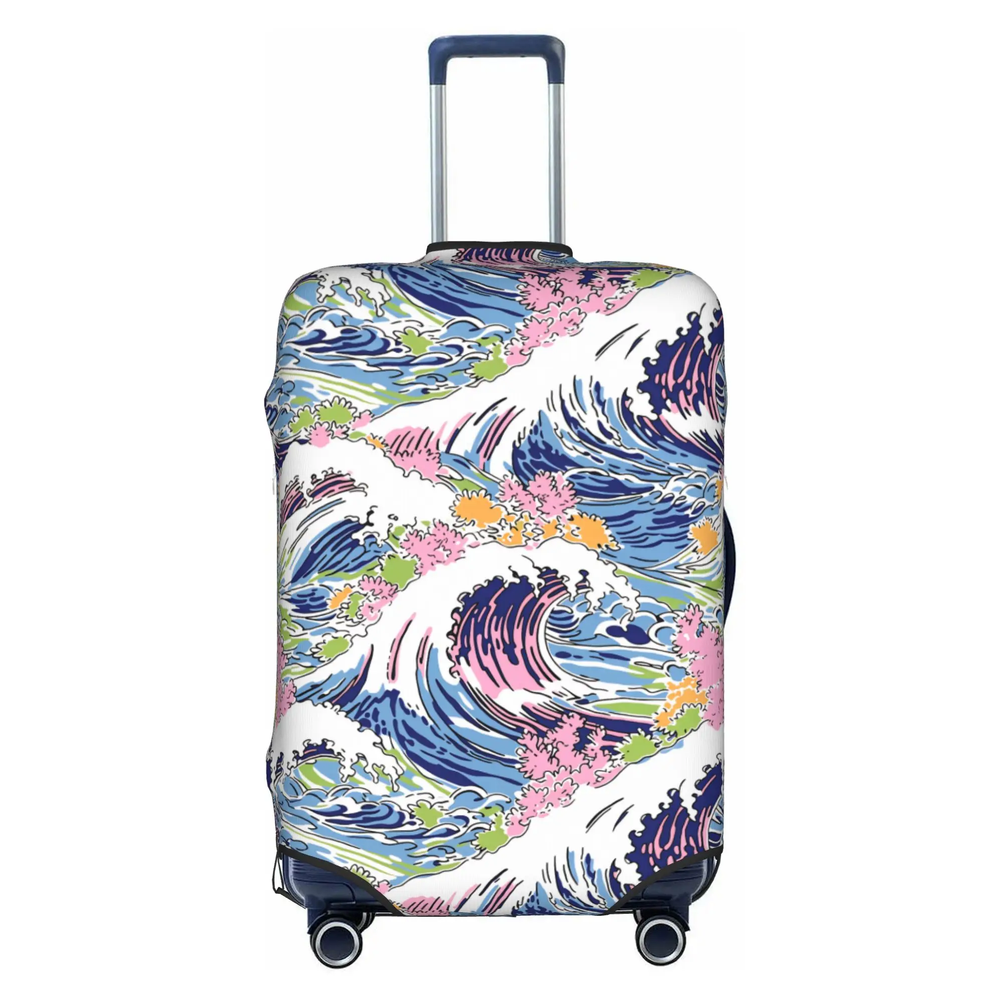 Surfing Wafuku Japanese Style Luggage Cover Protector Funny Ukiyo E Seamless Pattern Travel Suitcase Covers for 18-32 Inch