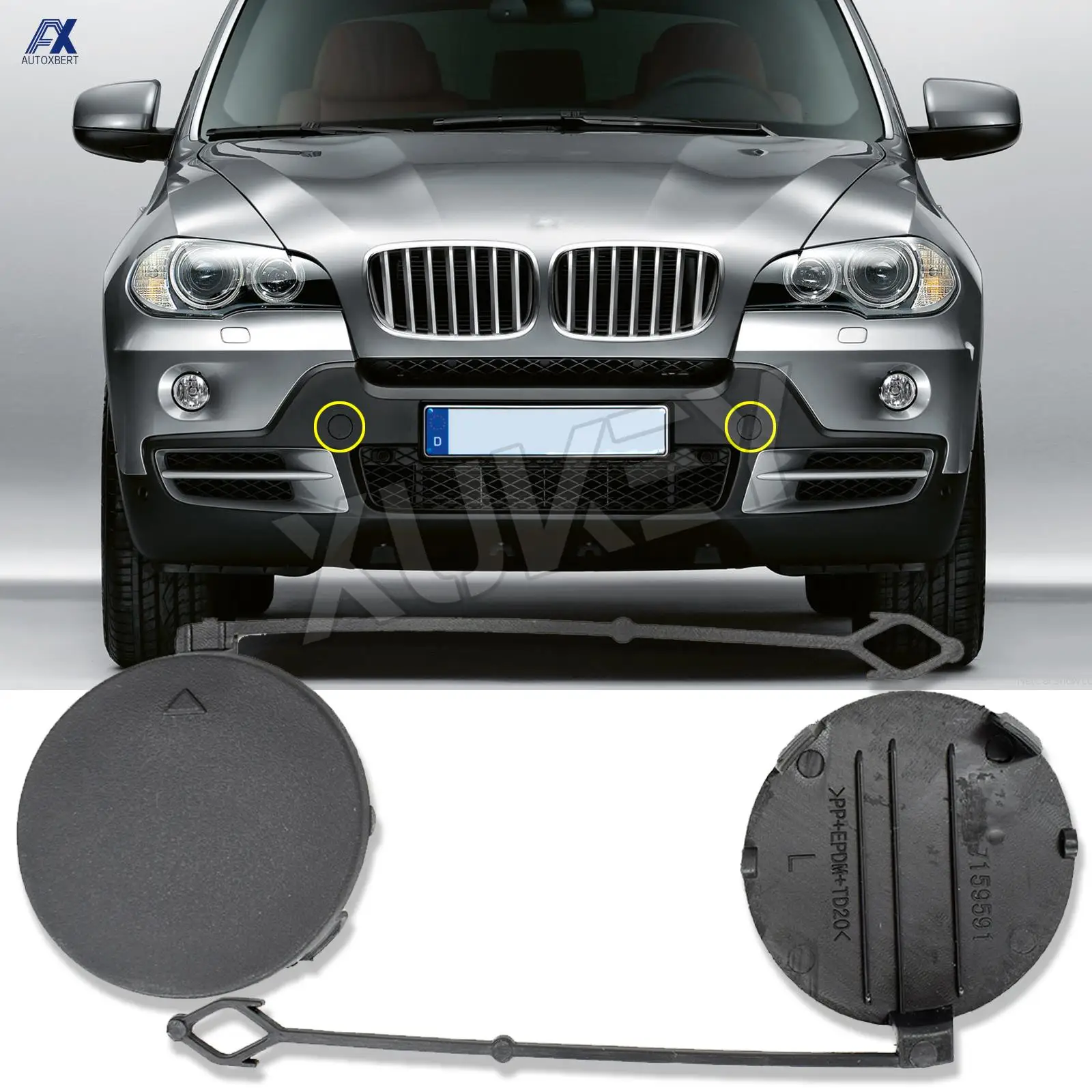 Pair Front Bumper Tow Hook Cover For BMW X5 E70 07-10 Towing Cap Unprimed Trailer 51117159589 51117159590 Car Accessories