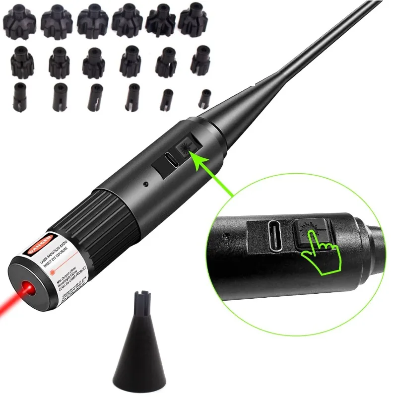 Rechargeable Laser Boresighter .17 .177 .22LR to 12GA Caliber Laser Boresighter Hunting Laser Collimator