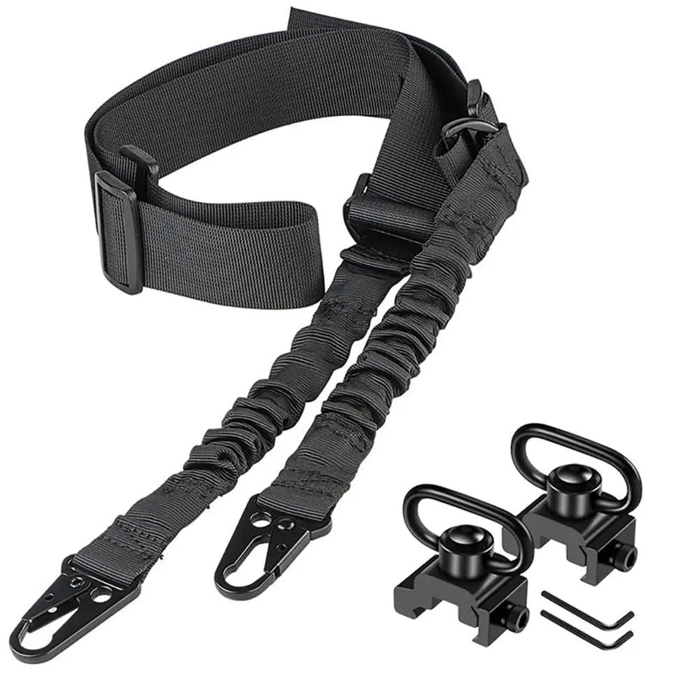Tactical Two Point Sling with 2 Picatinny QD Swivel Mounts - Adjustable Shoulder Strap for Rifles Quick Release