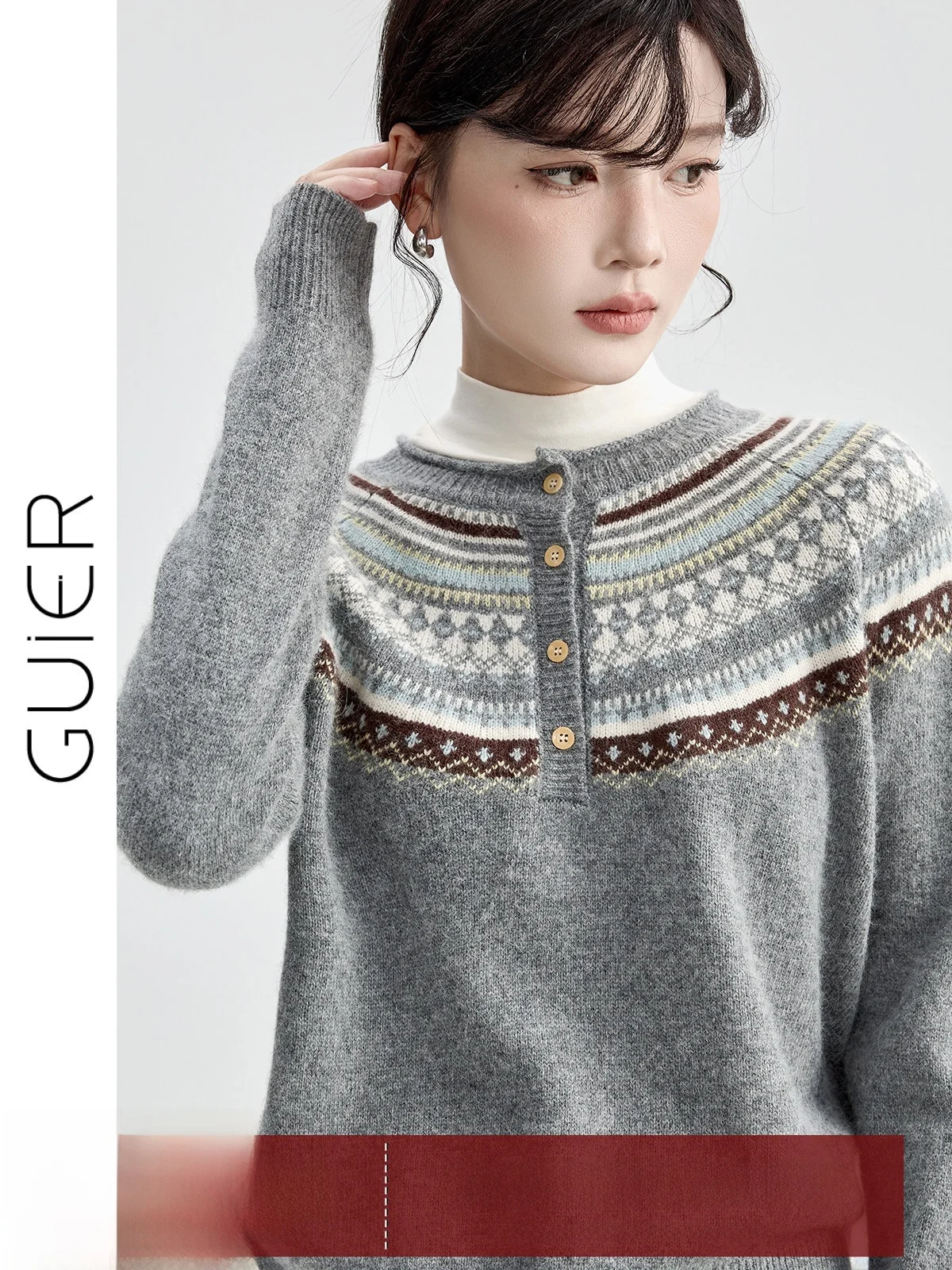

Женский вязаный свитер Guier в стиле ретро Fair Isle, осенне-зимний, с круглым вырезом, с манжетами, в непринужденном стиле, повседневный, свободного кроя, с длинными рукавами