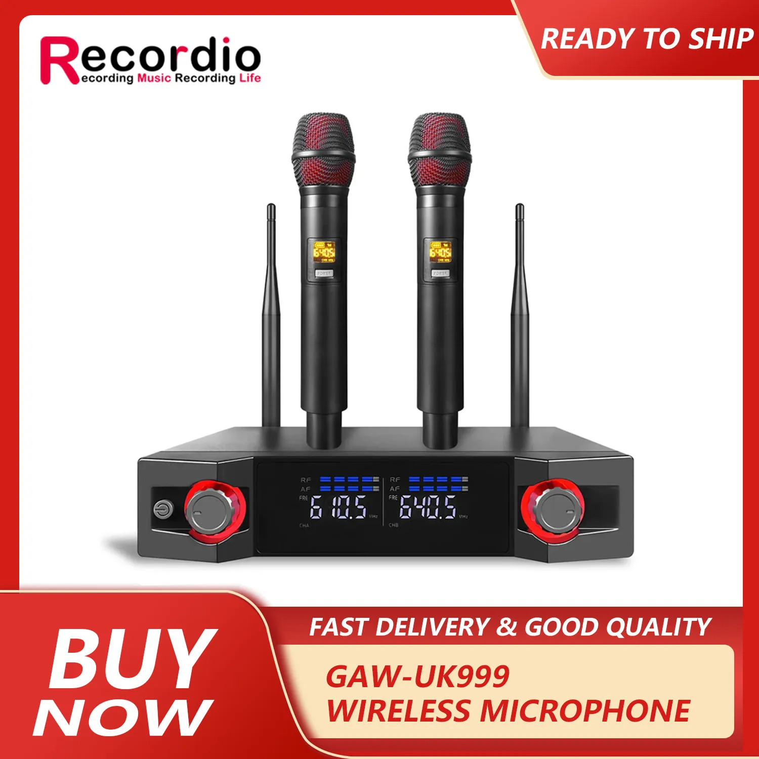 ميكروفون لاسلكي احترافي للترفيه المنزلي ، بطاقة صوت منزلية ، أغاني صوتية خارجية ، مرحلة كاريوكي ، 1 لمدة 2 ، GAW-UK999