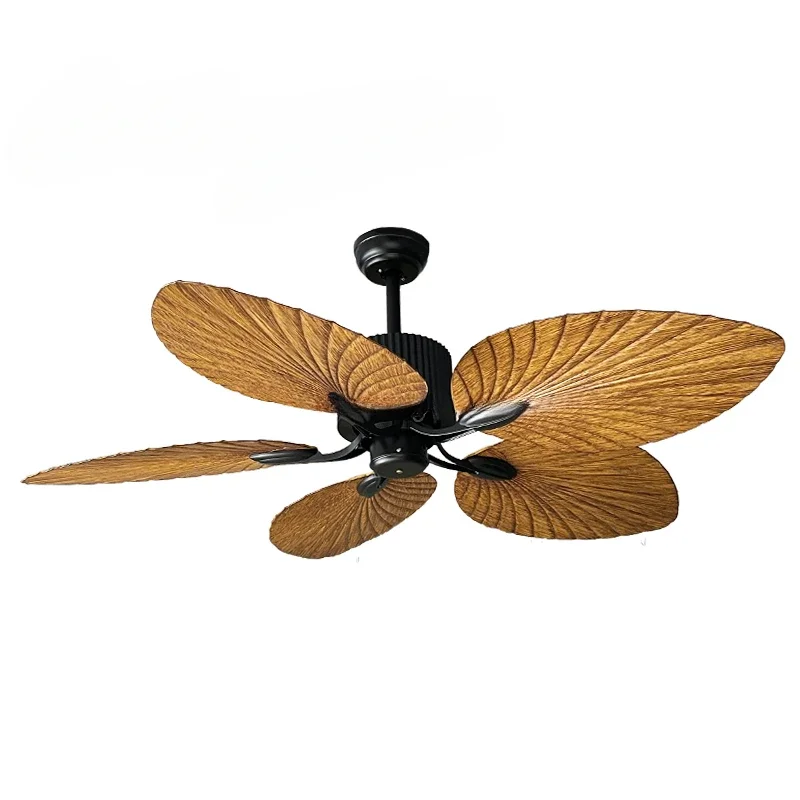 Retro style 52 inch celling fan ABS palm leaf dc remote control decorative ceiling fan