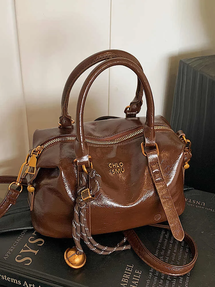 

Textured PU Leather Small Handbags with Pendant Women Vintage Crossbody Bags 2024 Trendy Versatile Lady Shoulder Bag
