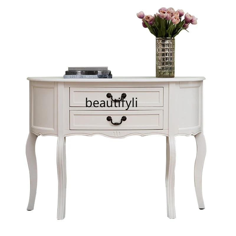

all-solid wood semicircular dining corridor wall decorative cabinet table simple entrance platform entrance hall partition