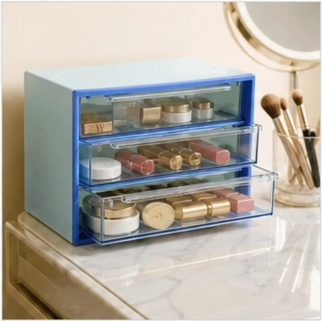 Transparent 3 Drawer Plastic Storage Box Organizer for Desktop Kitchen Bathroom Office Stationery Sundries Small Space Efficient